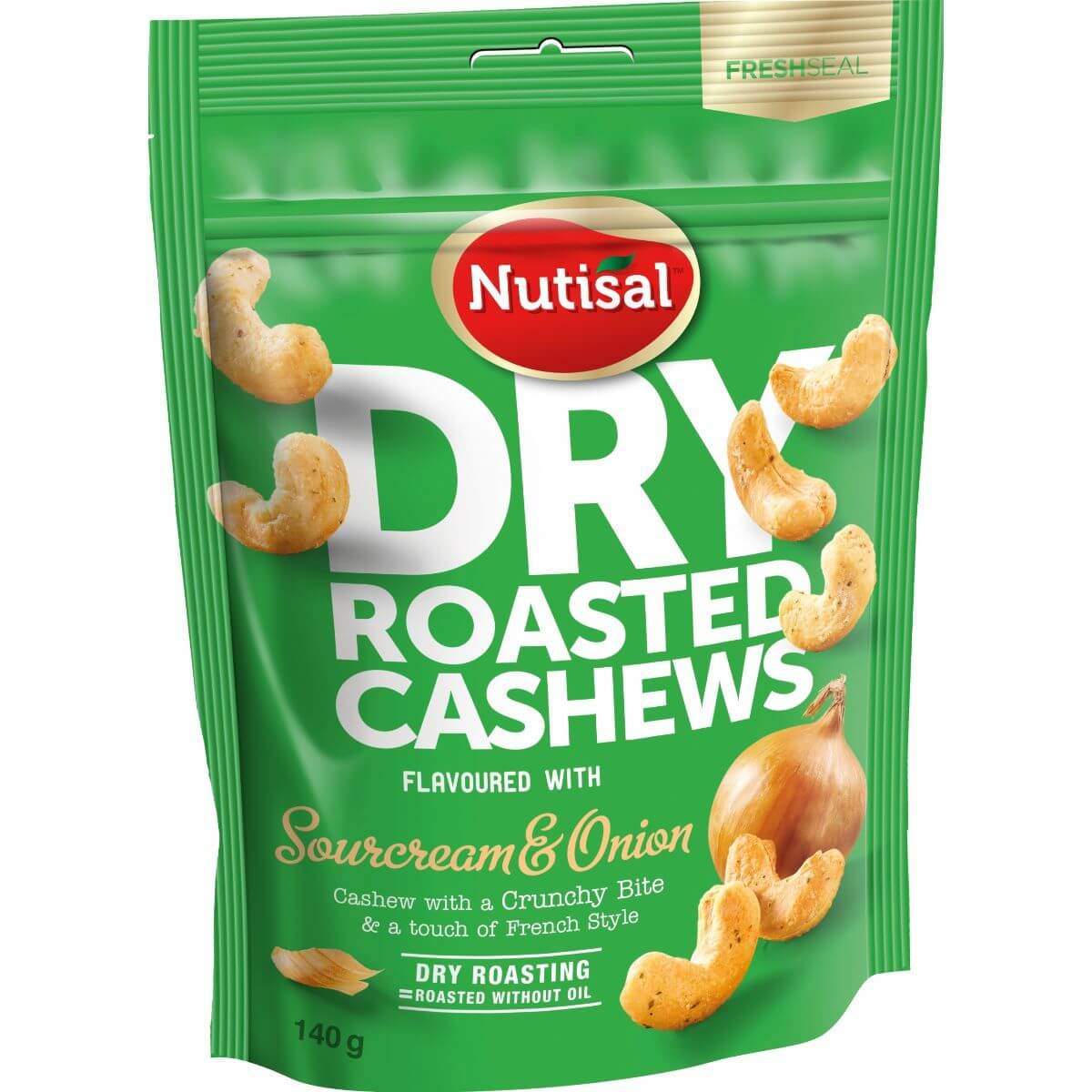 Nutisal Dry Roasted Cashews Sourcream & Onion 140g